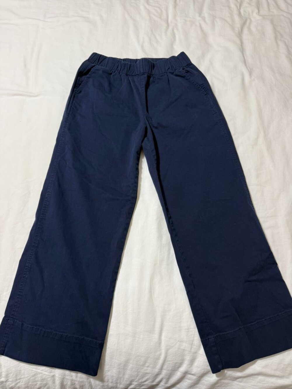 J.Crew Navy Wide Leg Pull On Pants Women’s Small Stretch Cotton